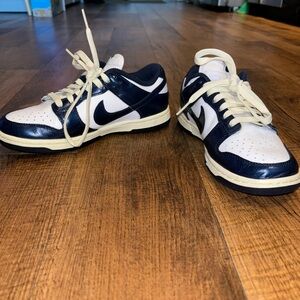 White and dark blue Nike Dunks